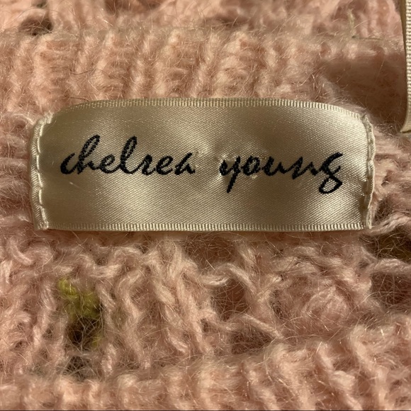 Chelsea Young SZ M Vintage Wool Mohair Blend Knitted Floral Pullover Sweater - Picture 6 of 10